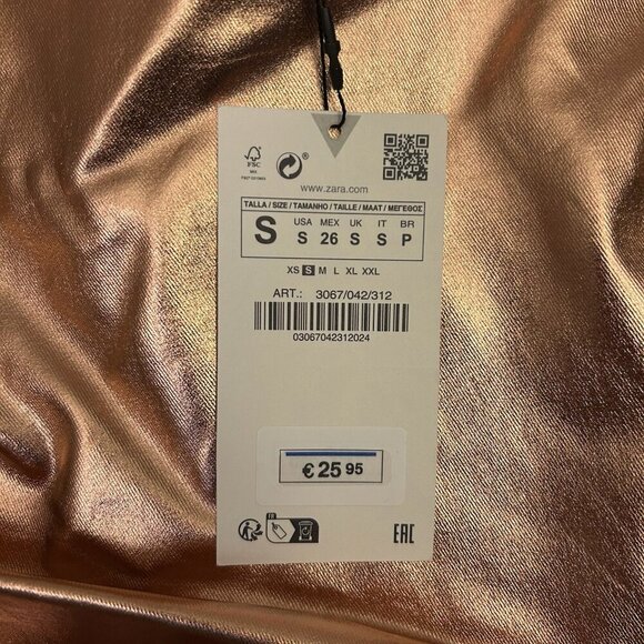 Zara Women's Bronze Metallic Off-Shoulder Strapless Top Size S - Small - NWT - Picture 11 of 16